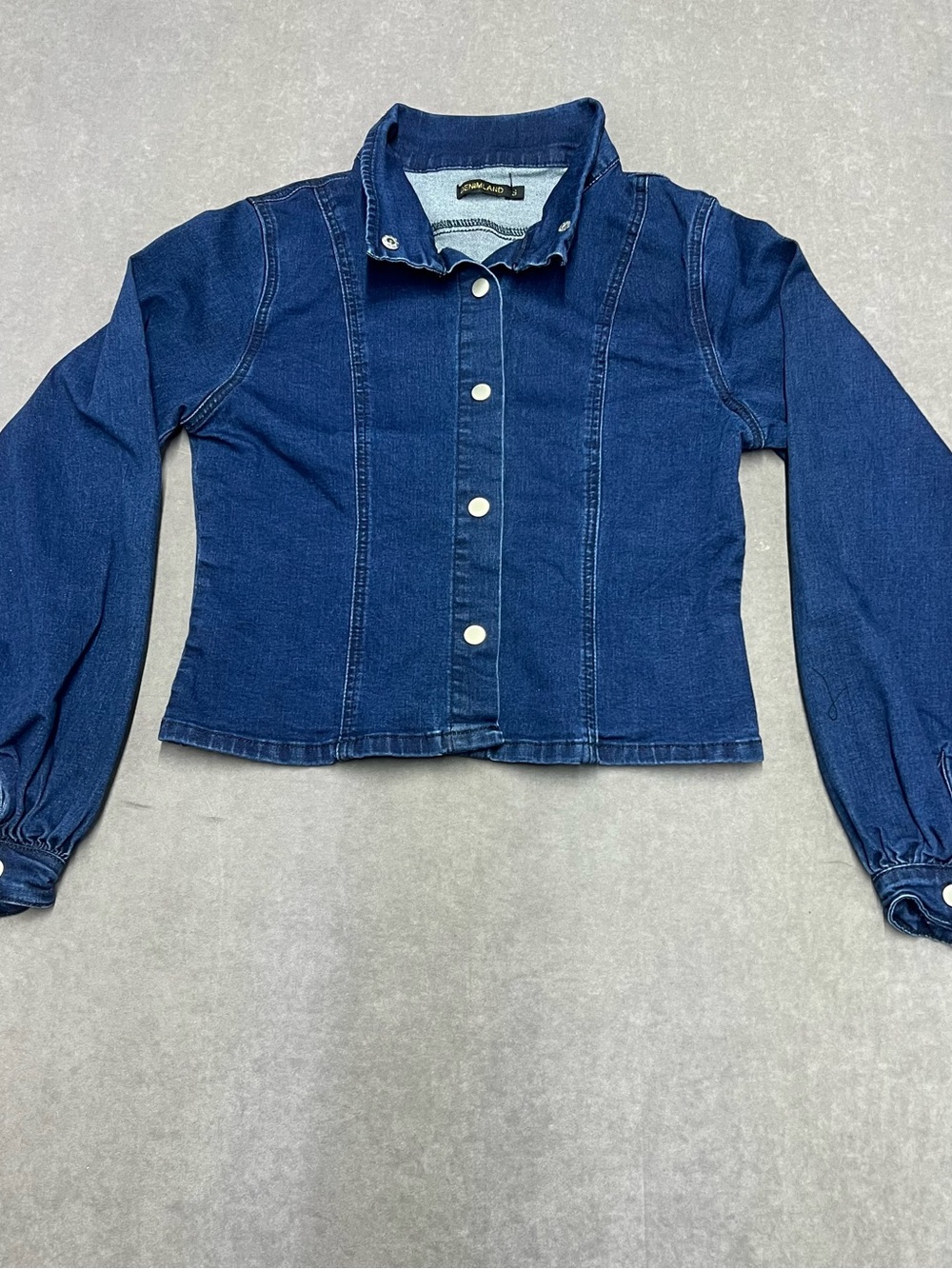 Dark Blue Denim Snap-Front Jacket